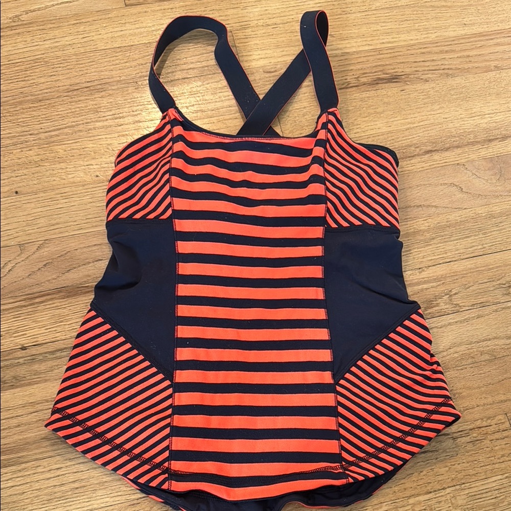 Lululemon Striped Top - Navy and Orange